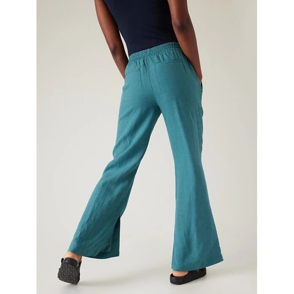 NWT Athleta Retreat Linen Wide Leg Pant Teal Blue/Green Women's Plus Size 26 - Picture 12 of 16